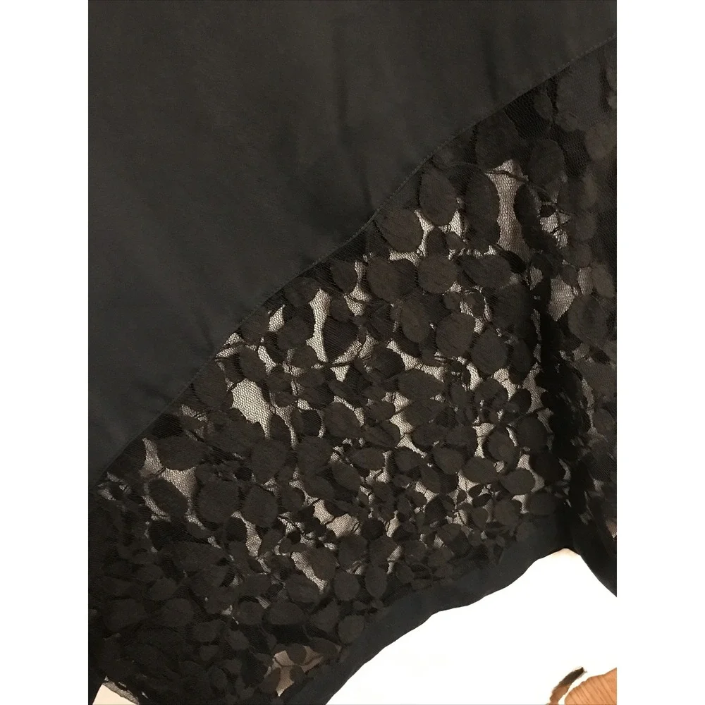 Jennifer Hudson 1X Black‎ crepe sheer leave bottom blouse top